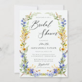 Geel Blauw Wildbloemen Boho Bloemen Vrijgezellenfe Kaart (Voorkant)