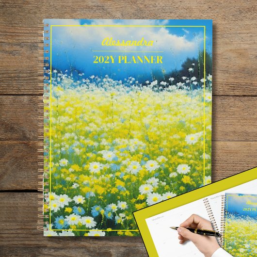 geel-blauw wildbloemenveld planner