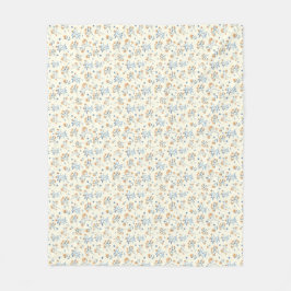 Geel Blauw  Wildbloempatroon Fleece Deken