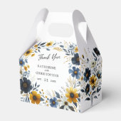 Geel Blauw Wildflower Elegant Bruiloft Bedankdoosjes (Voorkant Zijde)