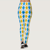 Geel Blauw Wit Argyle Diamant Design Leggings (Achterkant)