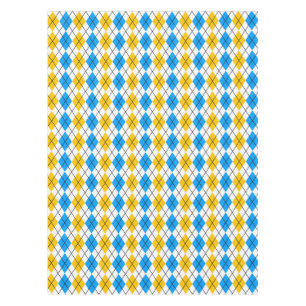 Geel Blauw Wit Argyle Diamant Ontwerp Tafelkleed