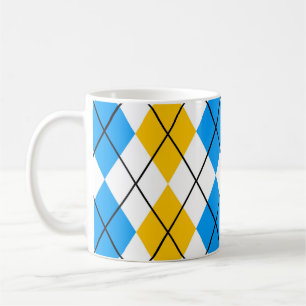 Geel Blauw Wit Argyle Diamond Design Koffiemok