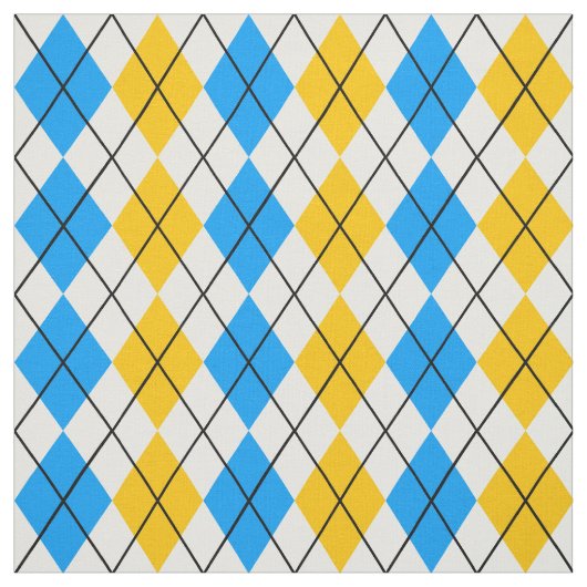 Geel Blauw Wit Argyle Diamond Design Stof (Swatch)