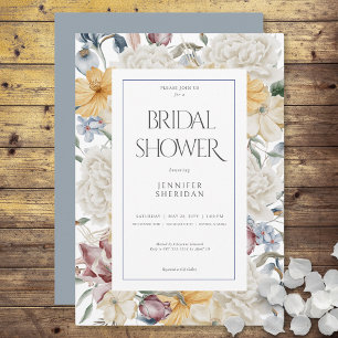 Geel Blauw & Wit Bloemen Wit Vrijgezellenfeest Kaart