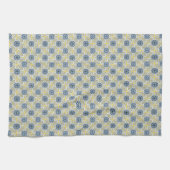 Geel Blauw Wit Geometrisch Patroon Keuken Handdoek (Horizontaal)