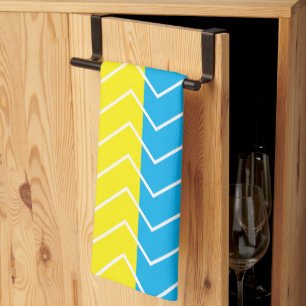 Geel Blauw Witte Chevron Streep Theedoek