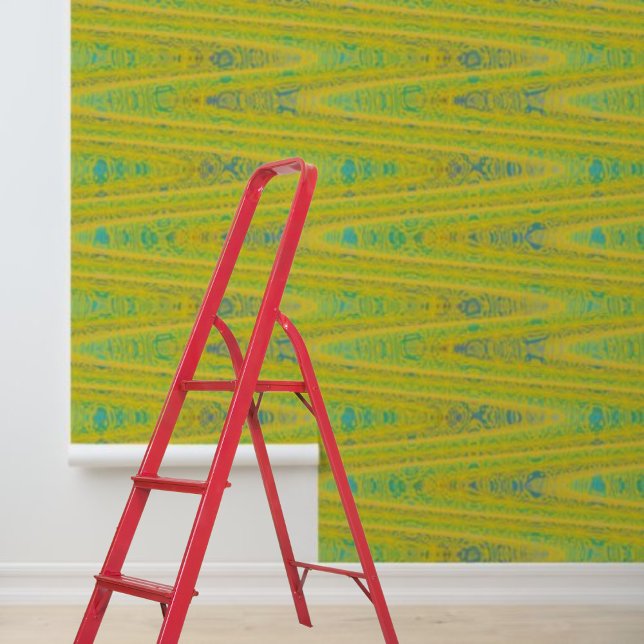 Geel blauw zig-zag horizontaal patroon peel stick behang (Yellow blue zig-zag horizontal pattern peel stick wallpaper
)