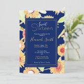  Geel & Blauw Zonnebloemen Waterverf Paint Kaart (Staand voorkant)