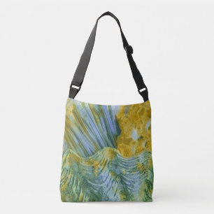 Geel & blauw zonnige schelpen & bloemige ontwerpst crossbody tas