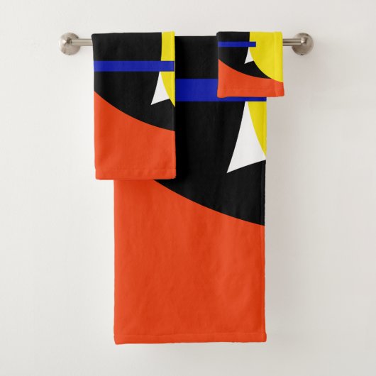Geel blauw zwart Abstract kunstschoeisel Bad Handdoek (Insitu)