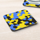 Geel Blauw Zwart Abstract Ontwerp Bier Onderzetter (Linkerzijde)