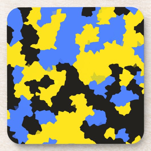 Geel Blauw Zwart Abstract Ontwerp Bier Onderzetter (Voorkant)