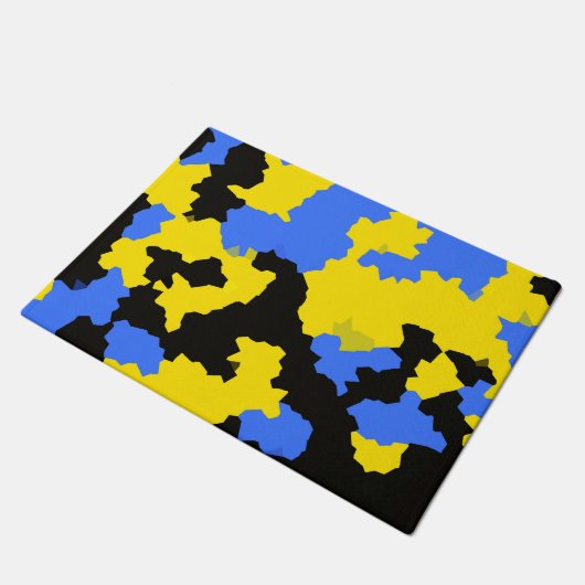 Geel Blauw Zwart Abstract Ontwerp Deurmat (Schuin)
