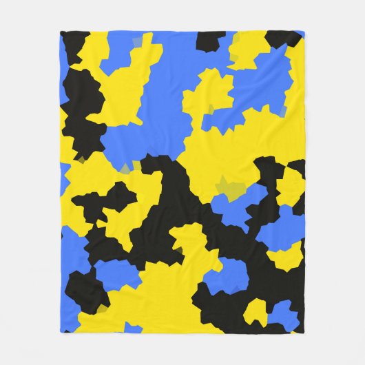 Geel Blauw Zwart Abstract Ontwerp Fleece Deken (Voorkant)