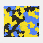 Geel Blauw Zwart Abstract Ontwerp Fleece Deken (Voorkant (Horizontaal))