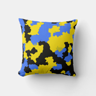 Geel Blauw Zwart Abstract Ontwerp Kussen