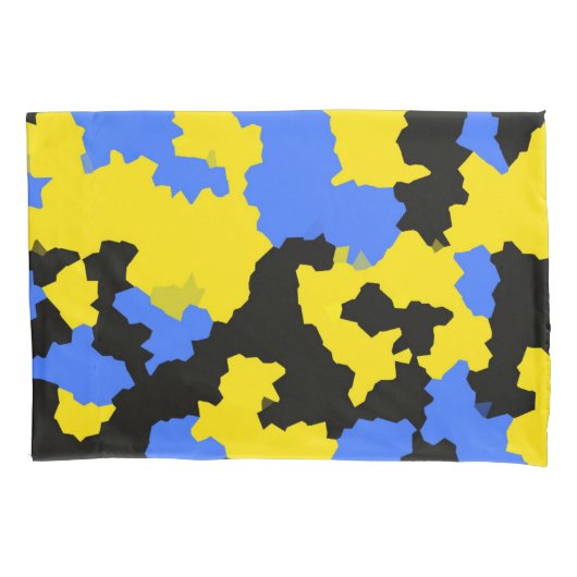 Geel Blauw Zwart Abstract Ontwerp Kussensloop (Voorkant)