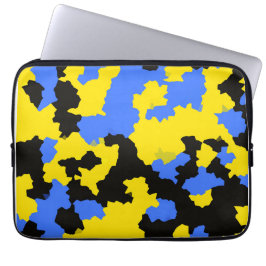 Geel Blauw Zwart Abstract Ontwerp Laptop Sleeve