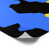 Geel Blauw Zwart Abstract Ontwerp Poster (Hoek)