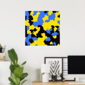 Geel Blauw Zwart Abstract Ontwerp Poster (Thuiskantoor)
