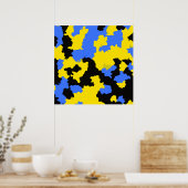Geel Blauw Zwart Abstract Ontwerp Poster (Keuken)