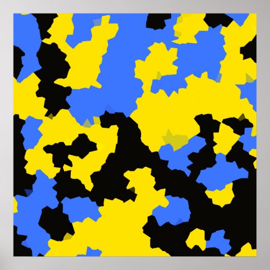 Geel Blauw Zwart Abstract Ontwerp Poster (Voorkant)