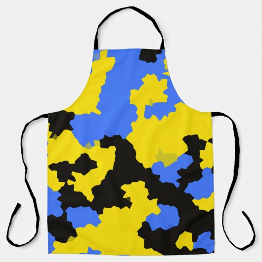 Geel Blauw Zwart Abstract Ontwerp Schort (Voorkant)