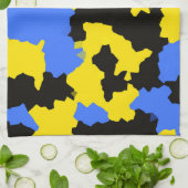 Geel Blauw Zwart Abstract Ontwerp Theedoek (Gevouwen)