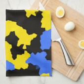 Geel Blauw Zwart Abstract Ontwerp Theedoek (Quarter Fold)