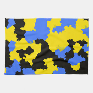 Geel Blauw Zwart Abstract Ontwerp Theedoek