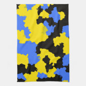 Geel Blauw Zwart Abstract Ontwerp Theedoek (Verticaal)