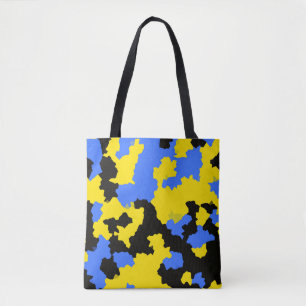 Geel Blauw Zwart Abstract Ontwerp Tote Bag