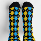 Geel Blauw Zwart Argyle Diamond Design Sokken (Top)