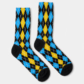 Geel Blauw Zwart Argyle Diamond Design Sokken (Rechts)