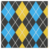 Geel Blauw Zwart Argyle Diamond Design Stof (Close Up)
