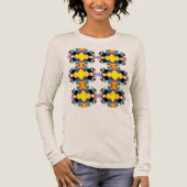 Geel Blauw Zwart Verticale Mandala Rows Pop Art Tri-Blend Shirt (Voorkant)