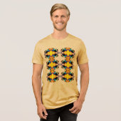 Geel Blauw Zwart Verticale Mandala Rows Pop Art Tri-Blend Shirt (Voorkant volledig)
