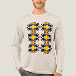 Geel Blauw Zwart Verticale Mandala Rows Pop Art Tri-Blend Shirt