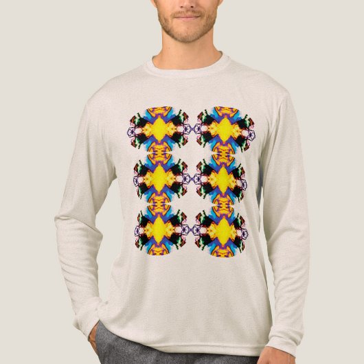 Geel Blauw Zwart Verticale Mandala Rows Pop Art Tri-Blend Shirt (Voorkant volledig)