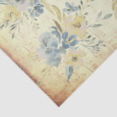 Geel blauwe bloemen | muziekblad tissuepapier (Detail)