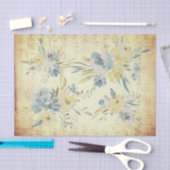 Geel blauwe bloemen | muziekblad tissuepapier (Craft)