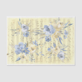 Geel blauwe bloemen | oude bladmuziek tissuepapier