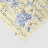 Geel blauwe bloemen | oude bladmuziek tissuepapier (Detail)