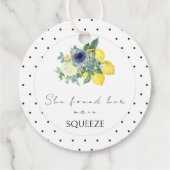 Geel blauwe bloemige citroen bruiloftsdank je bedankjes labels (Achterkant)