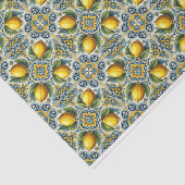 Geel Blauwe Capri Citroen Middellandse Zee Tegels Tissuepapier (Detail)