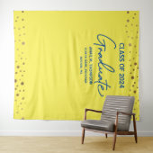 Geel Blauwe Klas van 2024 achtergrond diploma-uitr Wandkleed (In Situ (horizontaal))