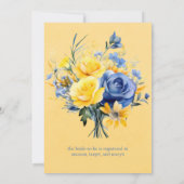 Geel Blauwe Pioen Waterverf Vrijgezellenfeest Kaart (Achterkant)