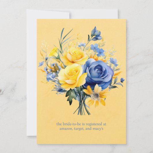 Geel Blauwe Pioen Waterverf Vrijgezellenfeest Kaart (Achterkant)