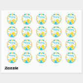 Geel & Blauwe Rubber Eendje Stippen Moeder word Ronde Sticker (Vel)